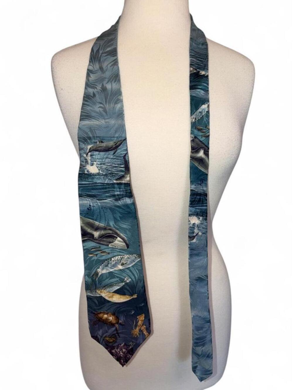 Vintage Wembley Endangered Species Marine Life Silk Tie